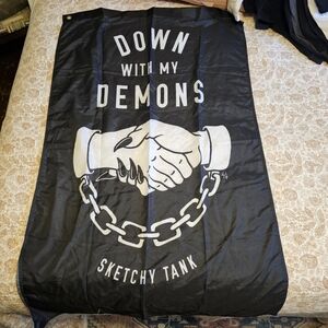 Sketchy Tank Black and White Decorative Flag